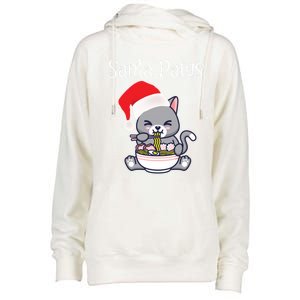 Kawaii Neko Anime Ra Santa Paws Cute Gift Womens Funnel Neck Pullover Hood