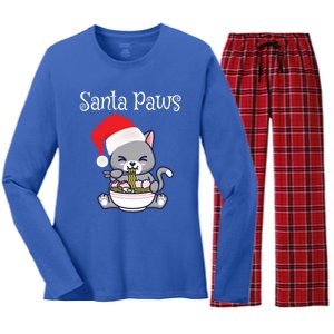 Kawaii Neko Anime Ra Santa Paws Cute Gift Women's Long Sleeve Flannel Pajama Set 