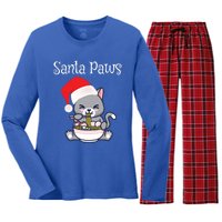 Kawaii Neko Anime Ra Santa Paws Cute Gift Women's Long Sleeve Flannel Pajama Set 