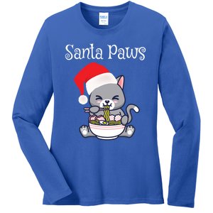 Kawaii Neko Anime Ra Santa Paws Cute Gift Ladies Long Sleeve Shirt