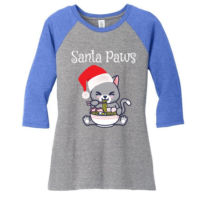 Kawaii Neko Anime Ra Santa Paws Cute Gift Women's Tri-Blend 3/4-Sleeve Raglan Shirt