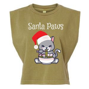 Kawaii Neko Anime Ra Santa Paws Cute Gift Garment-Dyed Women's Muscle Tee