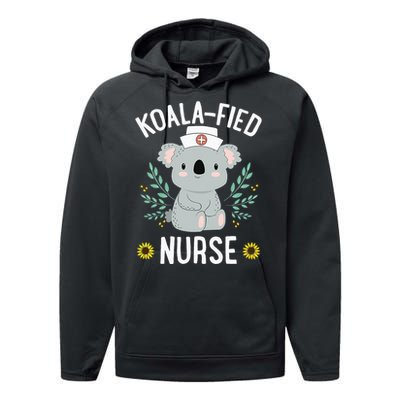 KoalaFied Nurse Cute Koala Bear Lover Sunflower Performance Fleece Hoodie