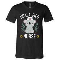 KoalaFied Nurse Cute Koala Bear Lover Sunflower V-Neck T-Shirt