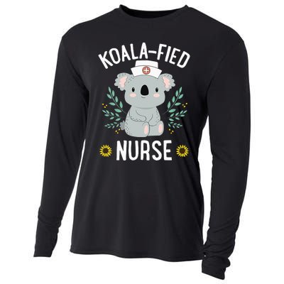 KoalaFied Nurse Cute Koala Bear Lover Sunflower Cooling Performance Long Sleeve Crew