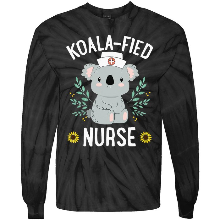 KoalaFied Nurse Cute Koala Bear Lover Sunflower Tie-Dye Long Sleeve Shirt