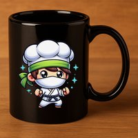 Kitchen Ninja Chef Cook Ninja 11oz C Handle Ceramic Mug