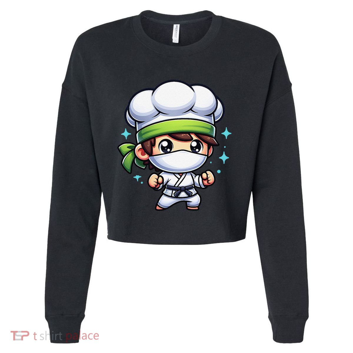 Kitchen Ninja Chef Cook Ninja Cropped Pullover Crew