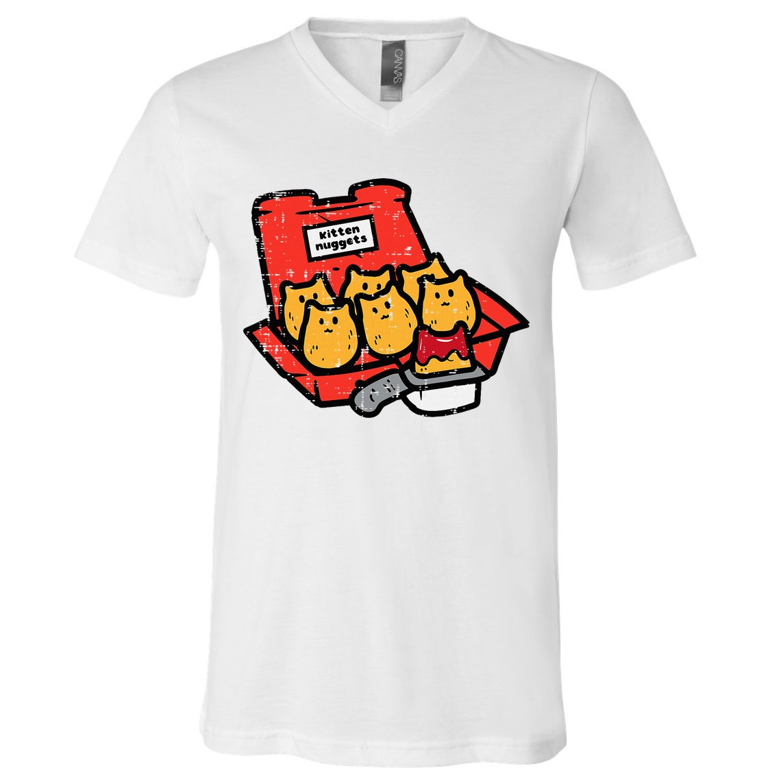 Kitten Nuggets Cute Fast Food Cat Food Lover V-Neck T-Shirt