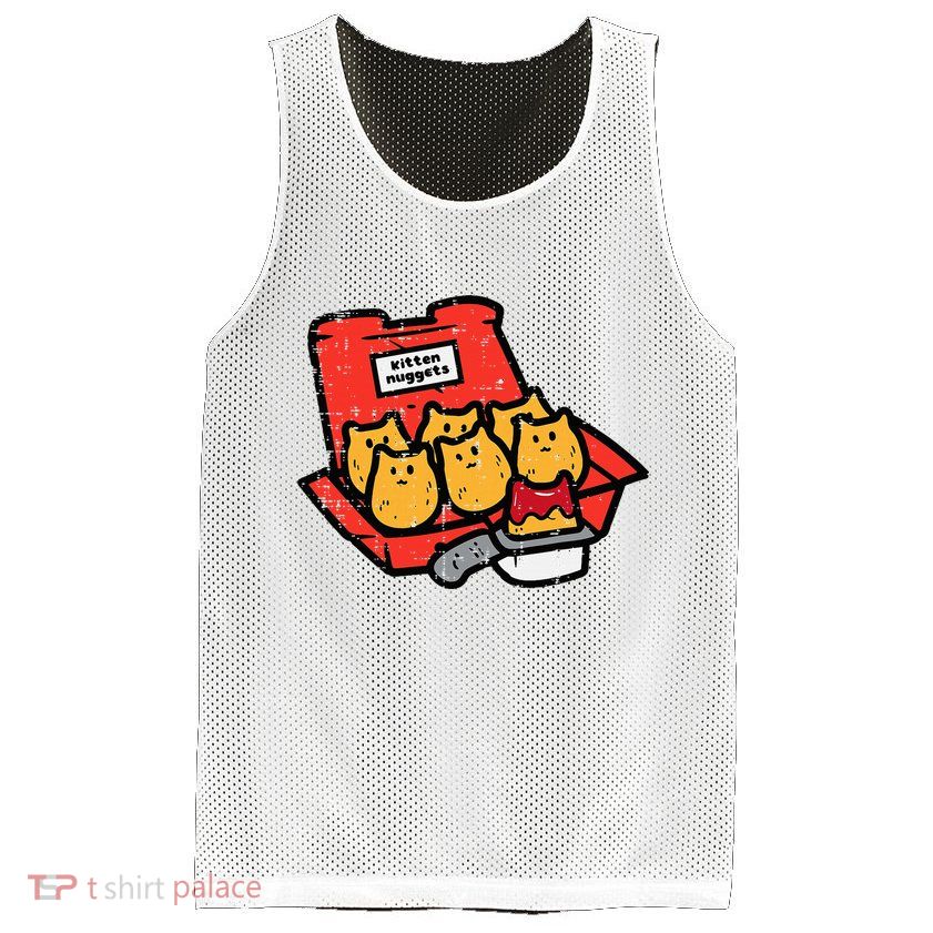 Kitten Nuggets Cute Fast Food Cat Food Lover Mesh Reversible Basketball Jersey Tank