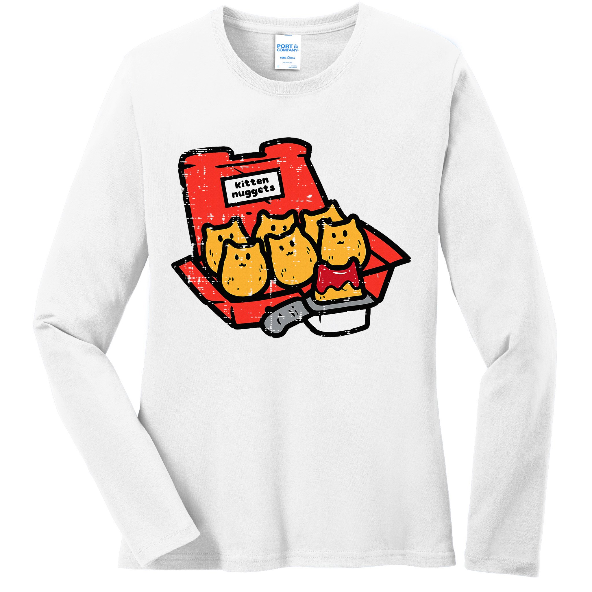Kitten Nuggets Cute Fast Food Cat Food Lover Ladies Long Sleeve Shirt