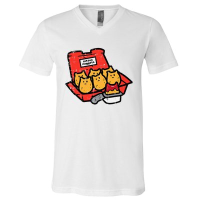 Kitten Nuggets Cute Fast Food Cat Food Lover V-Neck T-Shirt