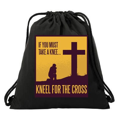 Kneel For The Cross Christian Drawstring Bag