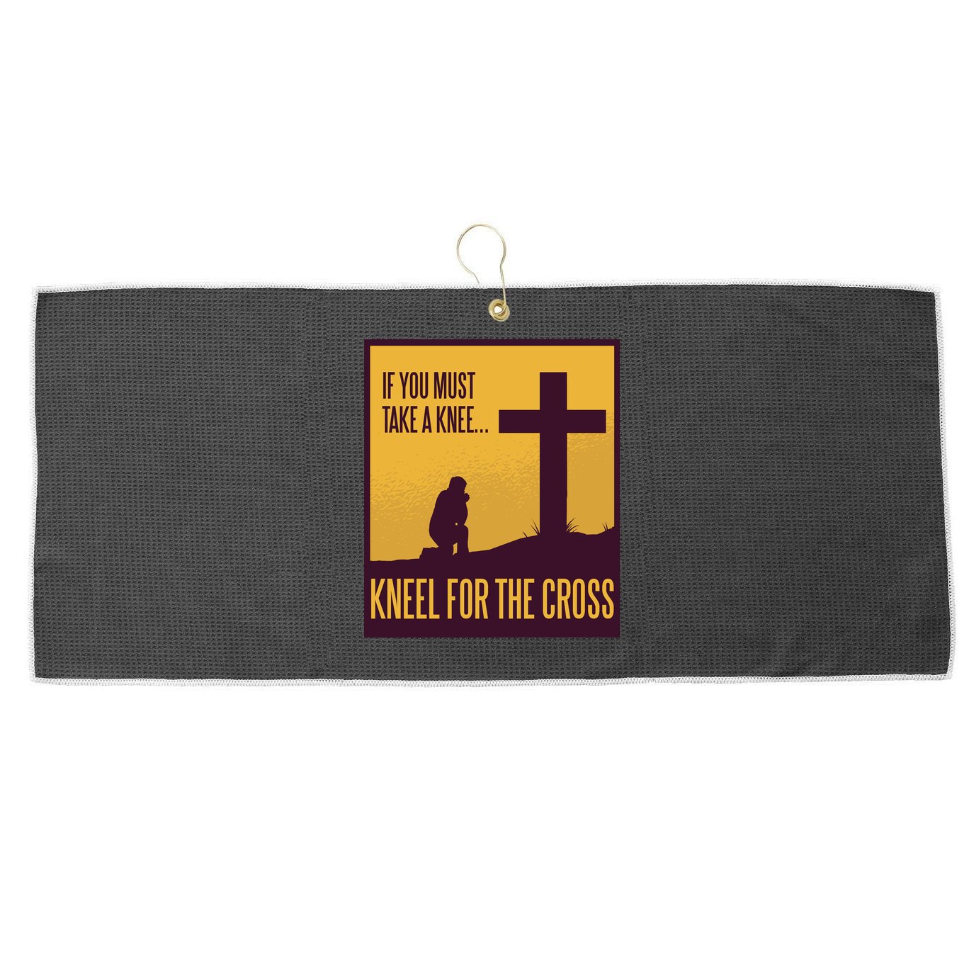 Kneel For The Cross Christian Large Microfiber Waffle Golf Towel