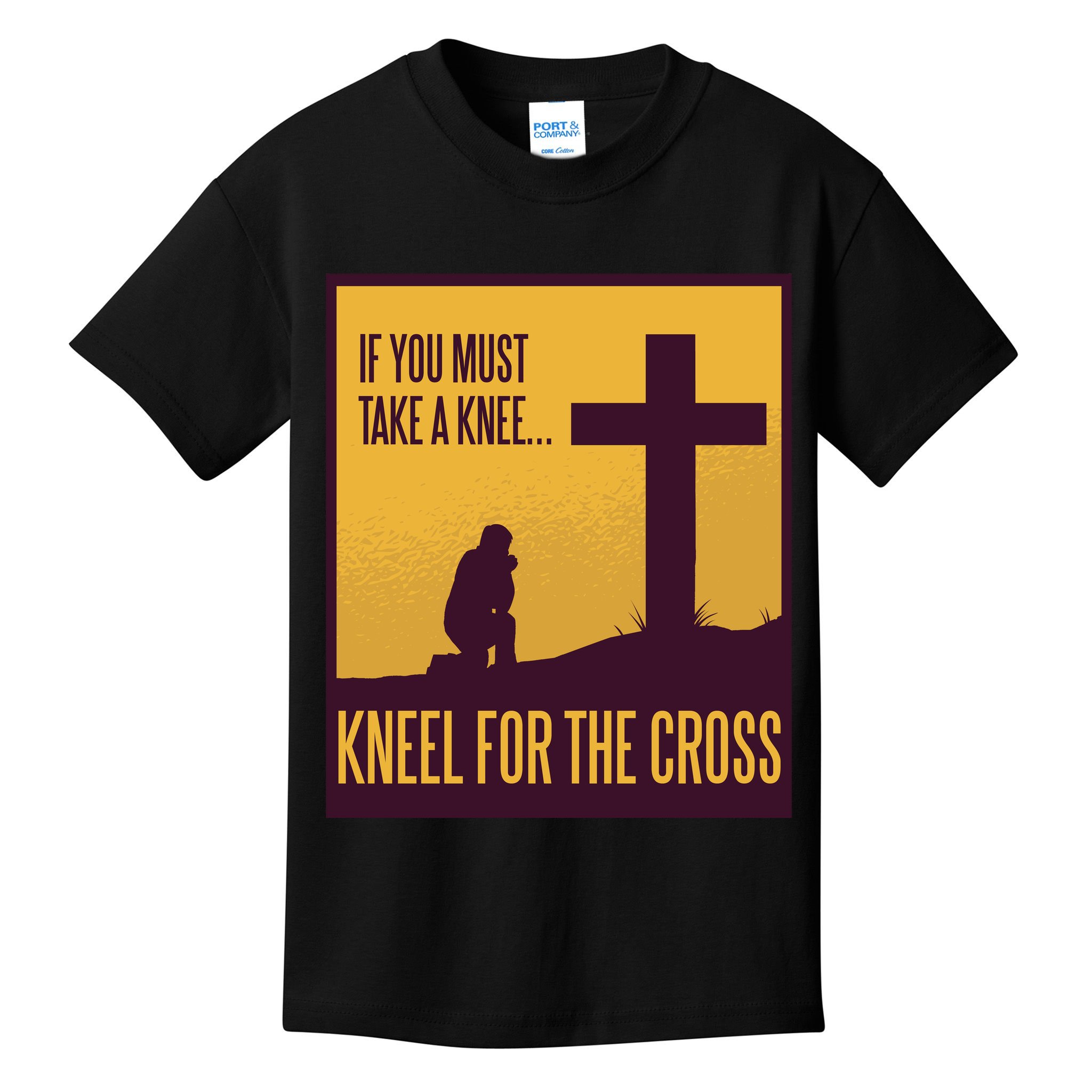 Kneel For The Cross Christian Kids T-Shirt