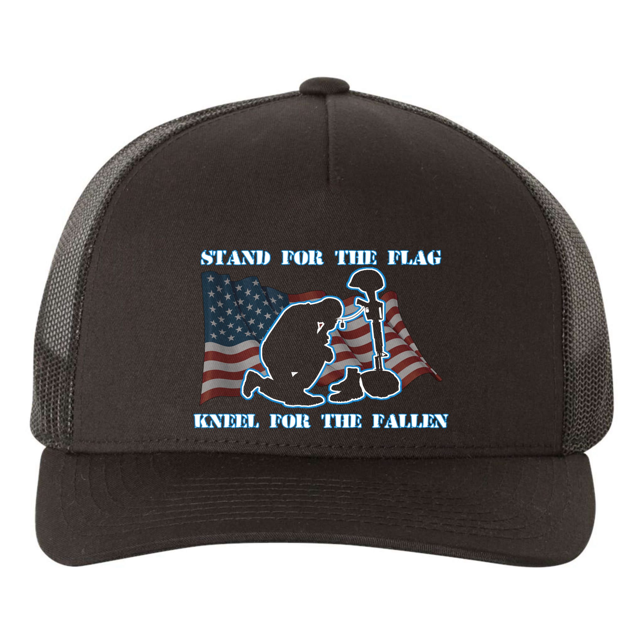 Kneel For The Fallen US Troops Yupoong Adult 5-Panel Trucker Hat