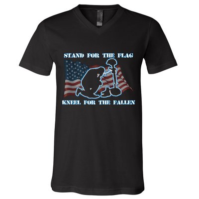 Kneel For The Fallen US Troops V-Neck T-Shirt