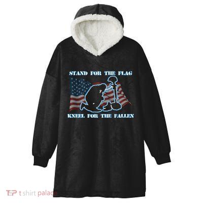 Kneel For The Fallen US Troops Hooded Wearable Blanket