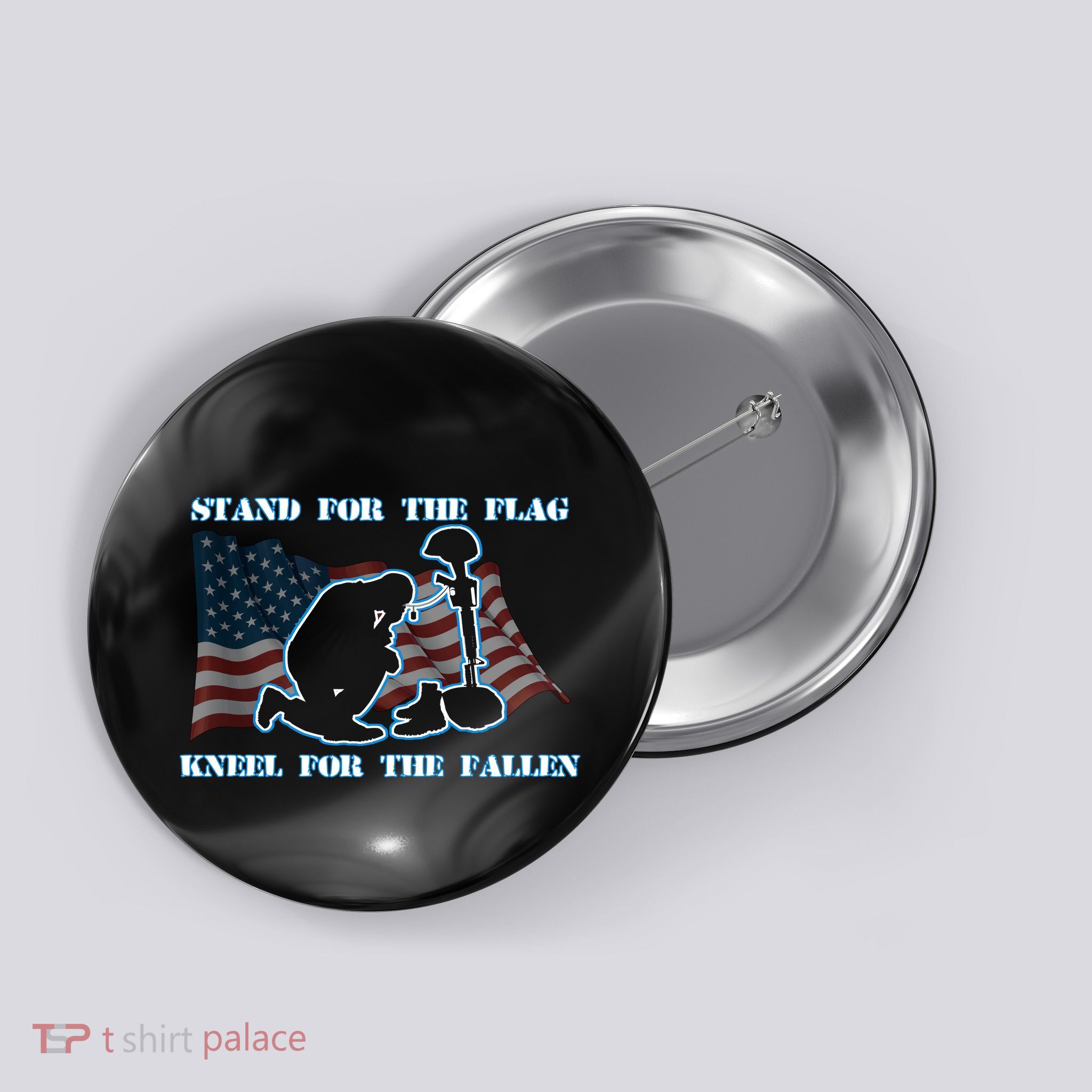 Kneel For The Fallen US Troops Button