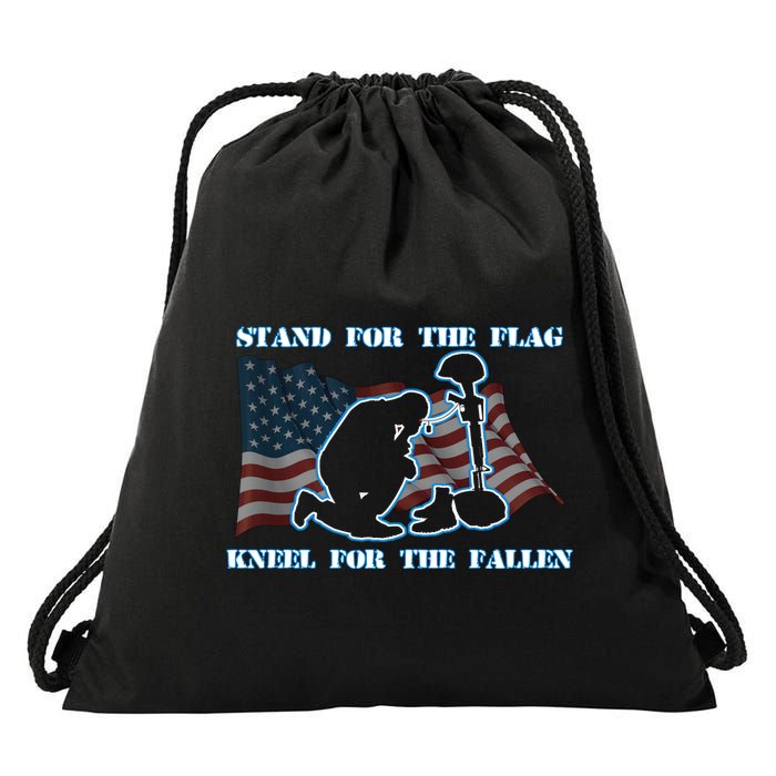 Kneel For The Fallen US Troops Drawstring Bag