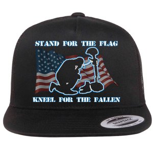 Kneel For The Fallen US Troops Flat Bill Trucker Hat