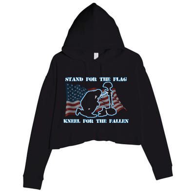 Kneel For The Fallen US Troops Crop Fleece Hoodie