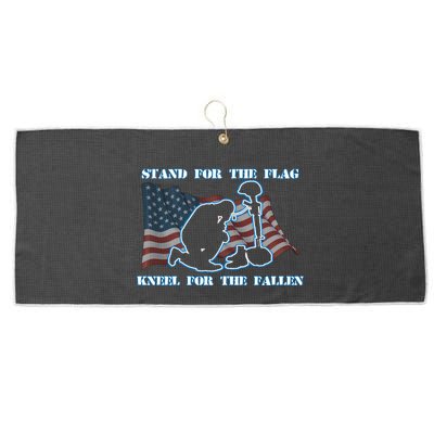 Kneel For The Fallen US Troops Large Microfiber Waffle Golf Towel
