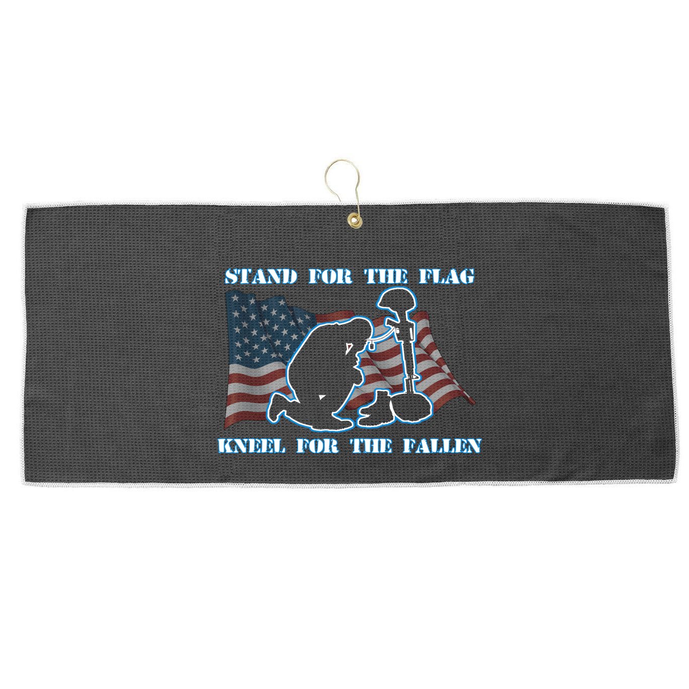 Kneel For The Fallen US Troops Large Microfiber Waffle Golf Towel