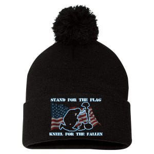 Kneel For The Fallen US Troops Pom Pom 12in Knit Beanie