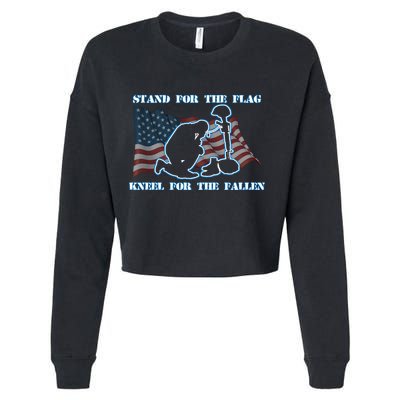 Kneel For The Fallen US Troops Cropped Pullover Crew