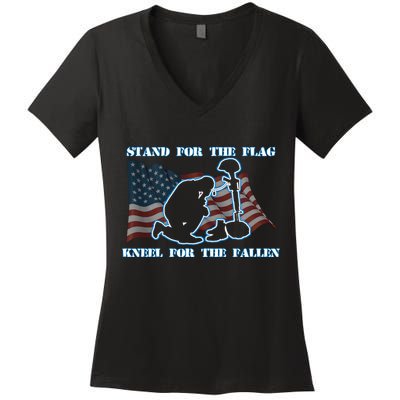 Kneel For The Fallen US Troops Women's V-Neck T-Shirt