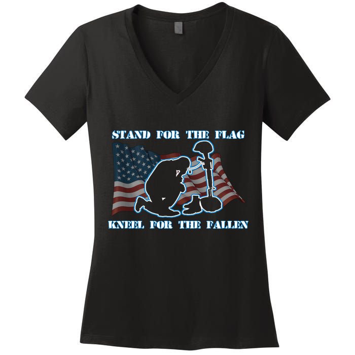 Kneel For The Fallen US Troops Women's V-Neck T-Shirt