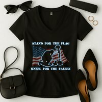 Kneel For The Fallen US Troops Women's V-Neck T-Shirt