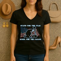 Kneel For The Fallen US Troops Women's V-Neck T-Shirt