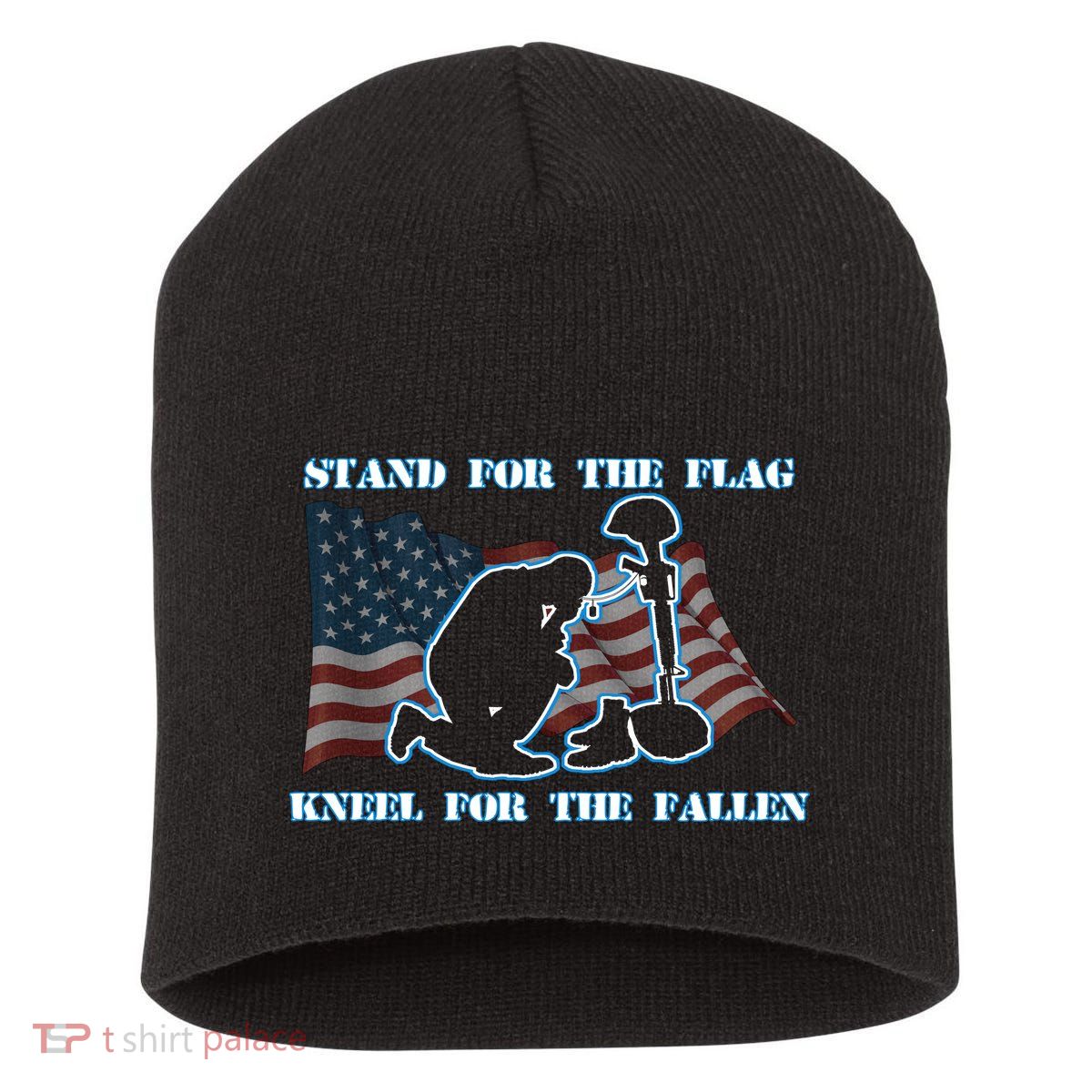 Kneel For The Fallen US Troops Short Acrylic Beanie