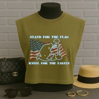 Kneel For The Fallen US Troops Garment-Dyed Women's Muscle Tee
