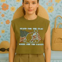 Kneel For The Fallen US Troops Garment-Dyed Women's Muscle Tee