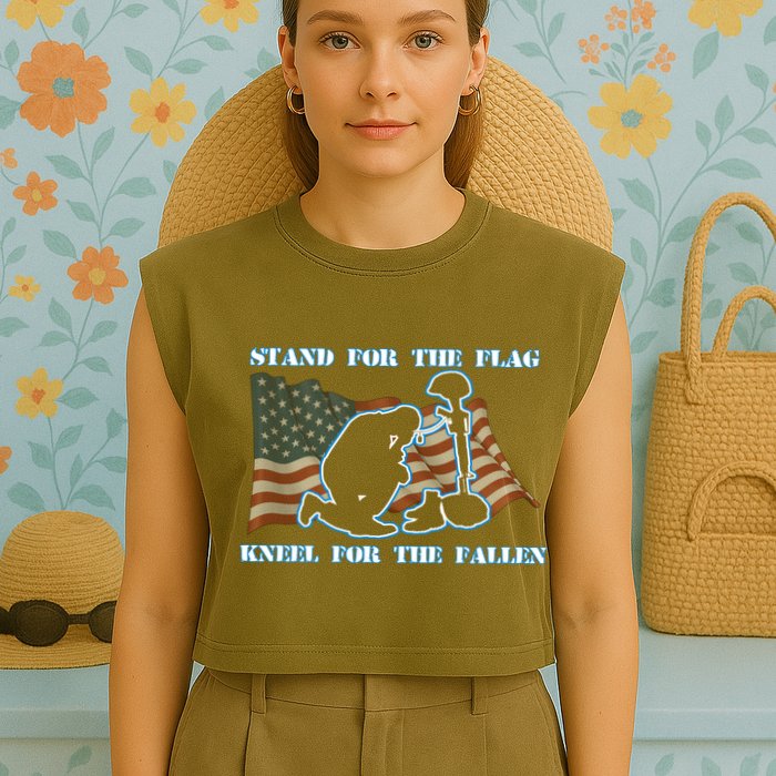 Kneel For The Fallen US Troops Garment-Dyed Women's Muscle Tee