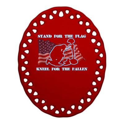 Kneel For The Fallen US Troops Ceramic Oval Ornament