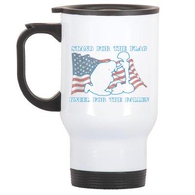 Kneel For The Fallen US Troops Stainless Steel Travel Mug