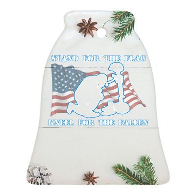 Kneel For The Fallen US Troops Ceramic Bell Ornament