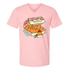 Kitten Nuggets Fast Food Cat V-Neck T-Shirt