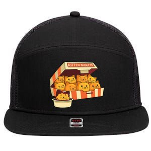 Kitten Nuggets Funny Cats & Chicken Nuggets Lover Funny Cat 7 Panel Mesh Trucker Snapback Hat