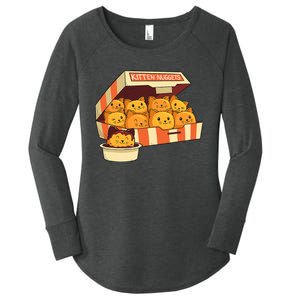 Kitten Nuggets Funny Cats & Chicken Nuggets Lover Funny Cat Women's Perfect Tri Tunic Long Sleeve Shirt