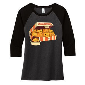 Kitten Nuggets Funny Cats & Chicken Nuggets Lover Funny Cat Women's Tri-Blend 3/4-Sleeve Raglan Shirt