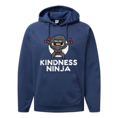 Kindness Ninja Funny Unity Day Orange Anti Bullying Performance Fleece Hoodie