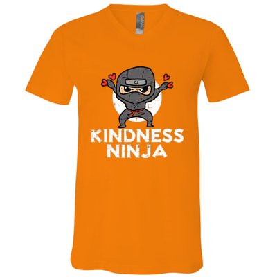 Kindness Ninja Funny Unity Day Orange Anti Bullying V-Neck T-Shirt