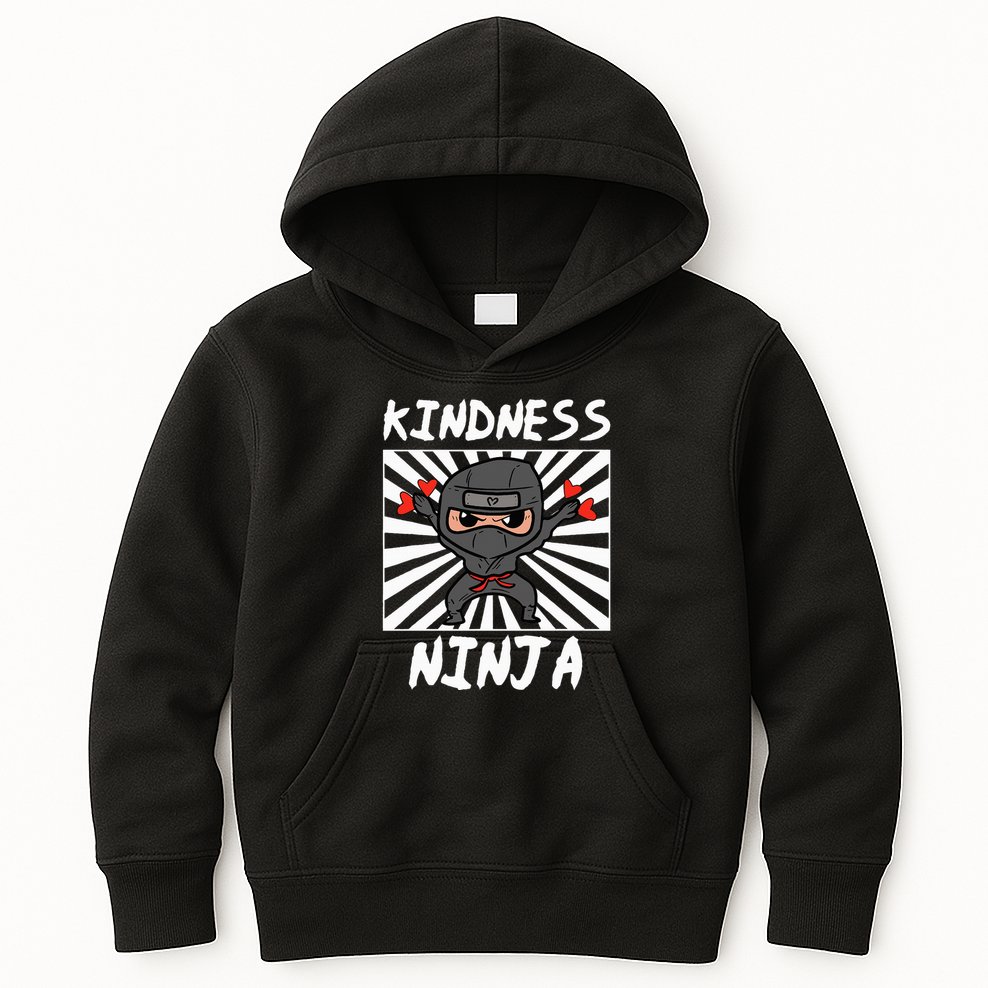 Kindness Ninja Funny Unity Day Orange Anti Bullying Kids Hoodie