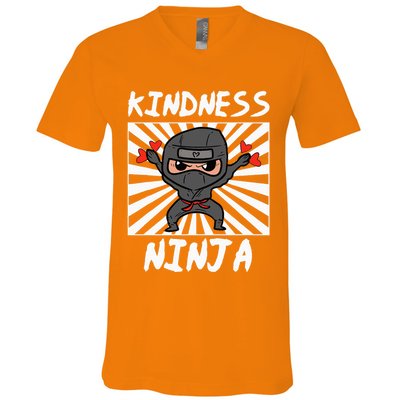 Kindness Ninja Funny Unity Day Orange Anti Bullying V-Neck T-Shirt