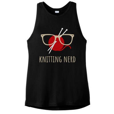 Knitting Nerd Funny Grandma Mom Knit Needles Yarn Lover Gift Meaningful Gift Ladies PosiCharge Tri-Blend Wicking Tank